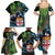 Fiji and New Zealand Tui Bird Family Matching Summer Maxi Dress and Hawaiian Shirt Koru Fern Leafs and Palm Tree With Plumeria