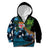 Fiji and New Zealand Tui Bird Kid Hoodie Koru Fern Leafs and Palm Tree With Plumeria