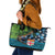 Fiji and New Zealand Tui Bird Leather Tote Bag Koru Fern Leafs and Palm Tree With Plumeria