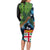 Fiji and New Zealand Tui Bird Long Sleeve Bodycon Dress Koru Fern Leafs and Palm Tree With Plumeria