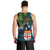 Fiji and New Zealand Tui Bird Men Tank Top Koru Fern Leafs and Palm Tree With Plumeria