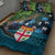 Fiji and New Zealand Tui Bird Quilt Bed Set Koru Fern Leafs and Palm Tree With Plumeria