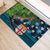 Fiji and New Zealand Tui Bird Rubber Doormat Koru Fern Leafs and Palm Tree With Plumeria