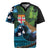 Fiji and New Zealand Tui Bird Rugby Jersey Koru Fern Leafs and Palm Tree With Plumeria