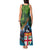 Fiji and New Zealand Tui Bird Tank Maxi Dress Koru Fern Leafs and Palm Tree With Plumeria