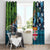 Fiji and New Zealand Tui Bird Window Curtain Koru Fern Leafs and Palm Tree With Plumeria