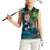 Fiji and New Zealand Tui Bird Women Sleeveless Polo Shirt Koru Fern Leafs and Palm Tree With Plumeria