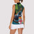 Fiji and New Zealand Tui Bird Women Sleeveless Polo Shirt Koru Fern Leafs and Palm Tree With Plumeria