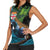 Fiji and New Zealand Tui Bird Women Sleeveless Polo Shirt Koru Fern Leafs and Palm Tree With Plumeria