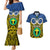 Vanuatu Tafea Province Couples Matching Mermaid Dress and Hawaiian Shirt Pig Tusk Mix Maori Pattern and Namele Leaf LT03 Blue - Polynesian Pride