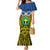 Vanuatu Tafea Province Family Matching Mermaid Dress and Hawaiian Shirt Pig Tusk Mix Maori Pattern and Namele Leaf LT03 Mom's Dress Blue - Polynesian Pride