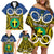 Vanuatu Tafea Province Family Matching Off Shoulder Short Dress and Hawaiian Shirt Pig Tusk Mix Maori Pattern and Namele Leaf LT03 - Polynesian Pride