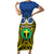 Vanuatu Tafea Province Family Matching Short Sleeve Bodycon Dress and Hawaiian Shirt Pig Tusk Mix Maori Pattern and Namele Leaf LT03 Mom's Dress Blue - Polynesian Pride