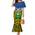 Vanuatu Tafea Province Mermaid Dress Pig Tusk Mix Maori Pattern and Namele Leaf LT03 Women Blue - Polynesian Pride