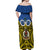 Vanuatu Tafea Province Off Shoulder Maxi Dress Pig Tusk Mix Maori Pattern and Namele Leaf LT03 - Polynesian Pride