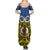 Vanuatu Tafea Province Summer Maxi Dress Pig Tusk Mix Maori Pattern and Namele Leaf LT03 - Polynesian Pride