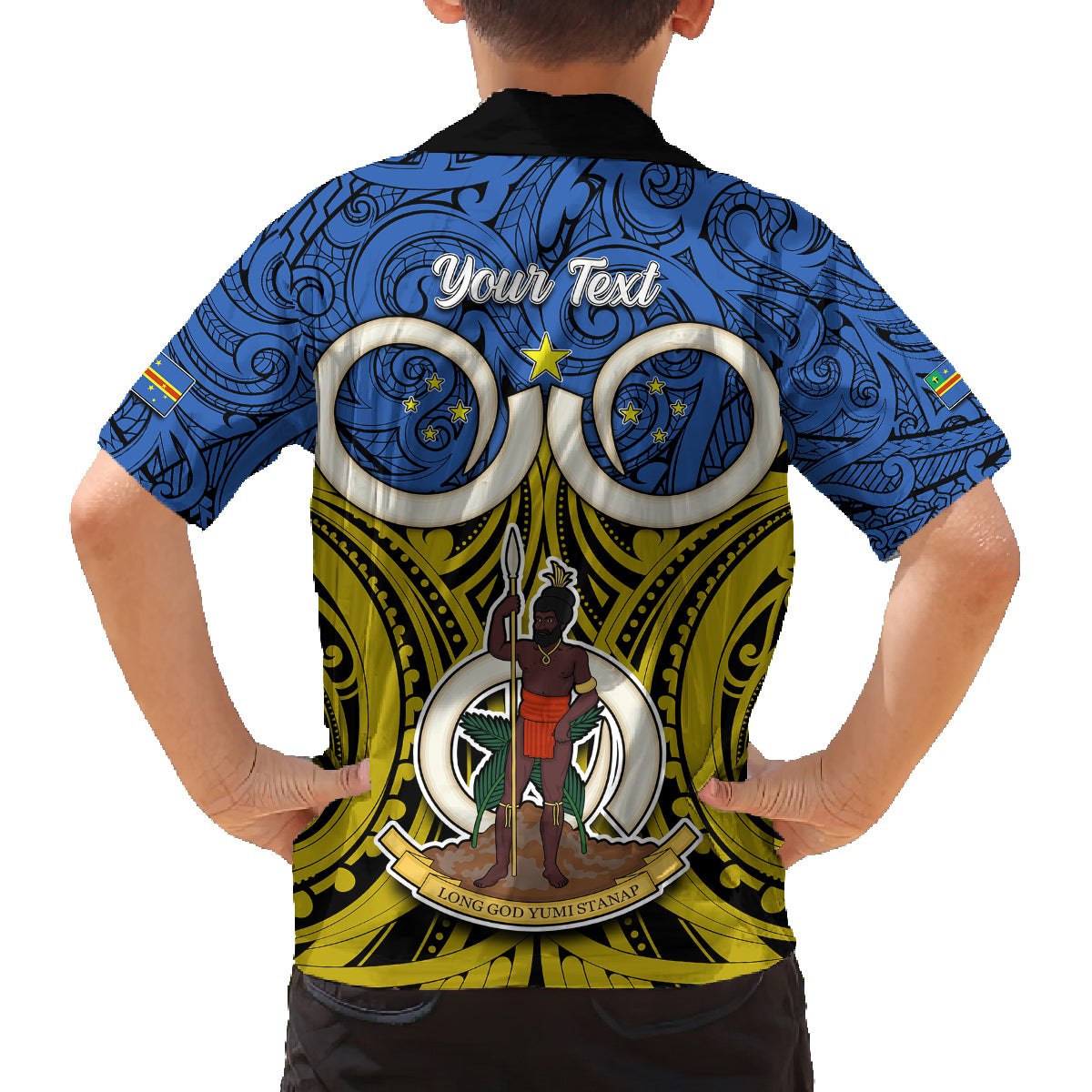 Personalised Vanuatu Tafea Province Kid Hawaiian Shirt Pig Tusk Mix Maori Pattern and Namele Leaf LT03 - Polynesian Pride