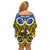 Personalised Vanuatu Tafea Province Off Shoulder Short Dress Pig Tusk Mix Maori Pattern and Namele Leaf LT03 - Polynesian Pride