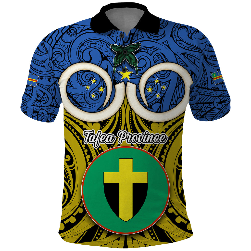 Personalised Vanuatu Tafea Province Polo Shirt Pig Tusk Mix Maori Pattern and Namele Leaf LT03 Blue - Polynesian Pride