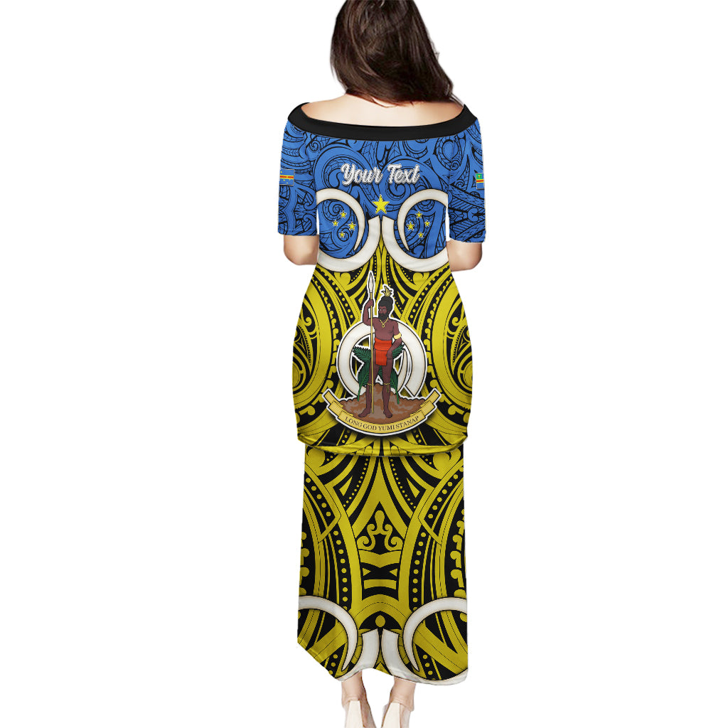 Personalised Vanuatu Tafea Province Puletasi Pig Tusk Mix Maori Pattern and Namele Leaf LT03 - Polynesian Pride