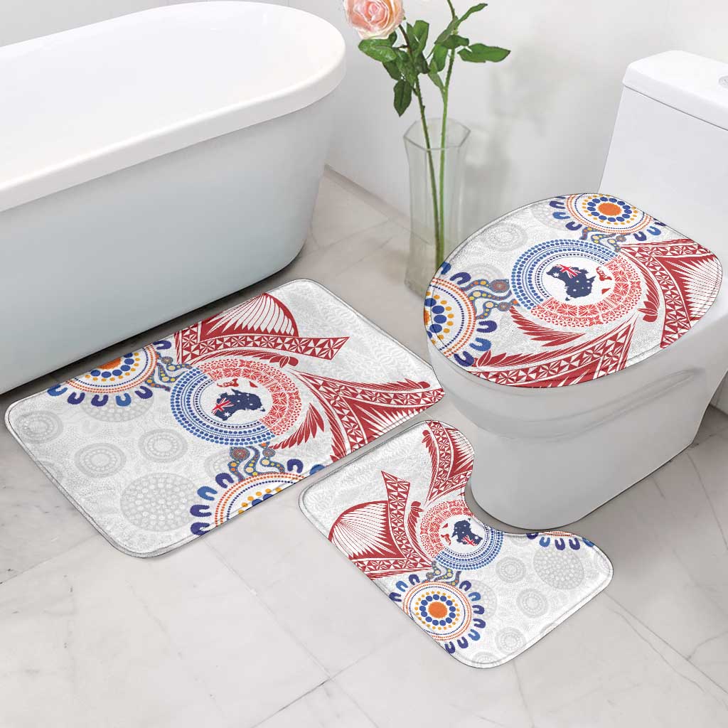 Tongan and Australian Culture Together Bathroom Set Ngatu Art Tribal Aboriginal Tattoo Pattern - Polynesian Pride
