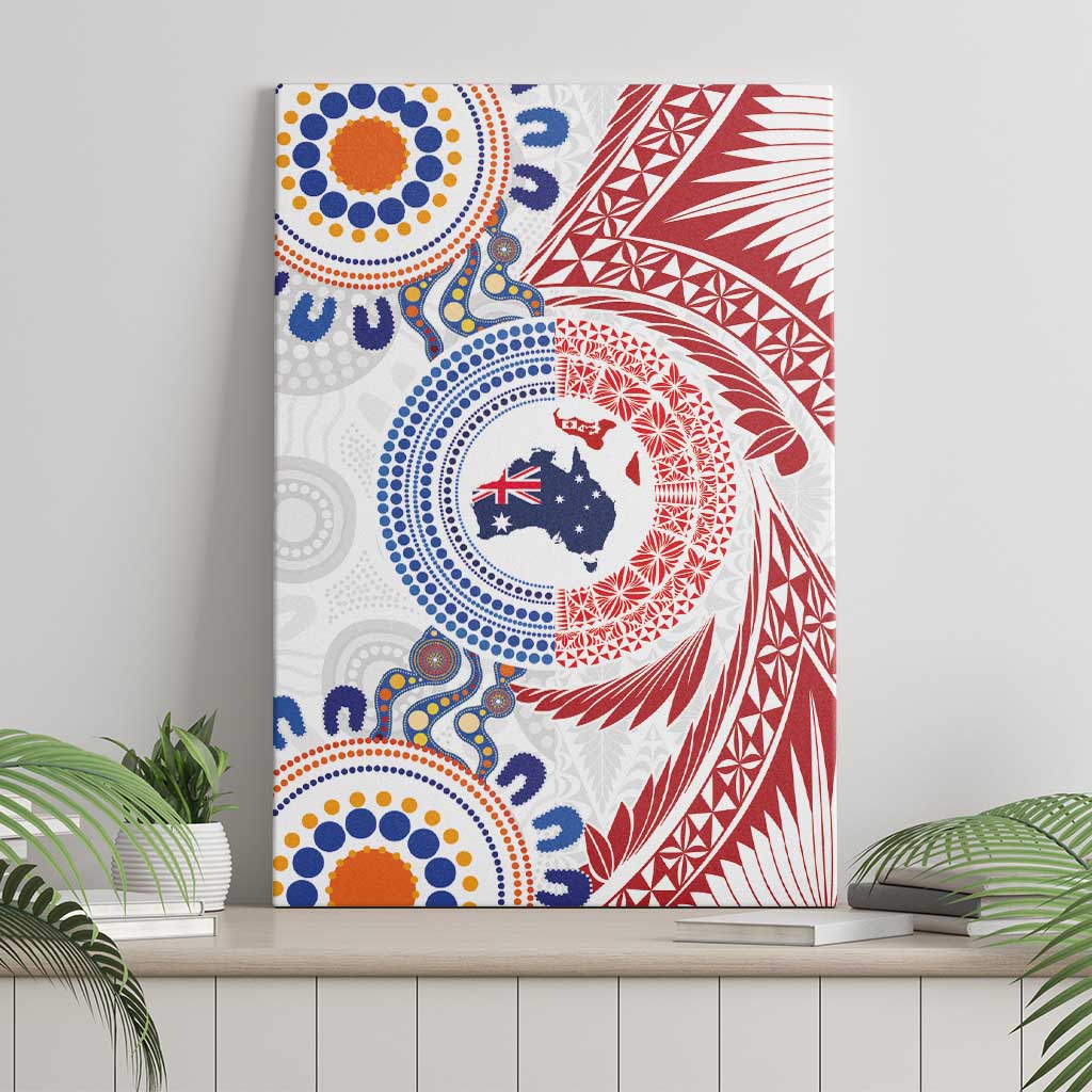 Tongan and Australian Culture Together Canvas Wall Art Ngatu Art Tribal Aboriginal Tattoo Pattern - Polynesian Pride