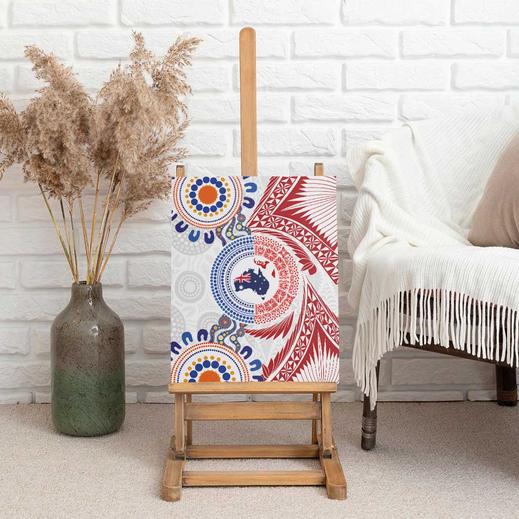 Tongan and Australian Culture Together Canvas Wall Art Ngatu Art Tribal Aboriginal Tattoo Pattern - Polynesian Pride