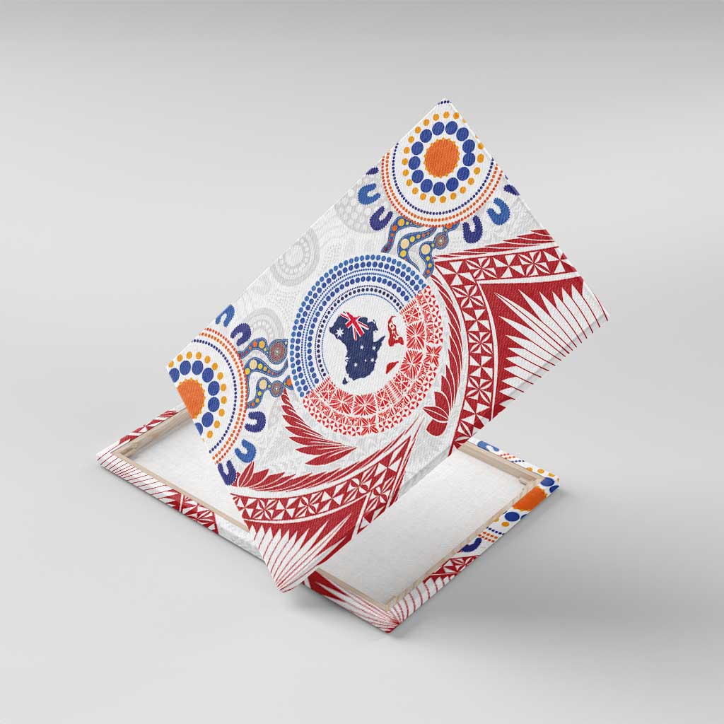 Tongan and Australian Culture Together Canvas Wall Art Ngatu Art Tribal Aboriginal Tattoo Pattern - Polynesian Pride