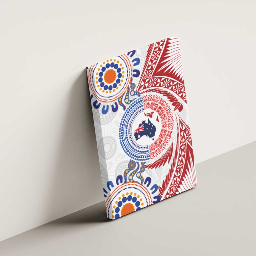Tongan and Australian Culture Together Canvas Wall Art Ngatu Art Tribal Aboriginal Tattoo Pattern - Polynesian Pride