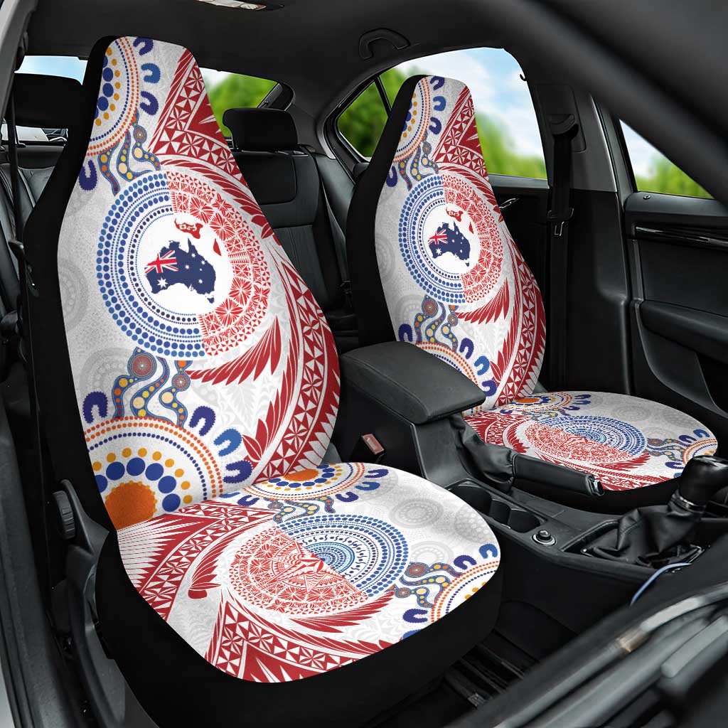 Tongan and Australian Culture Together Car Seat Cover Ngatu Art Tribal Aboriginal Tattoo Pattern - Polynesian Pride