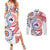 Tongan and Australian Culture Together Couples Matching Summer Maxi Dress and Long Sleeve Button Shirt Ngatu Art Tribal Aboriginal Tattoo Pattern - Polynesian Pride