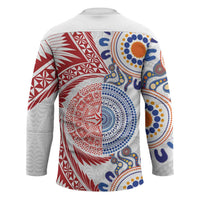 Tongan and Australian Culture Together Hockey Jersey Ngatu Art Tribal Aboriginal Tattoo Pattern - Polynesian Pride