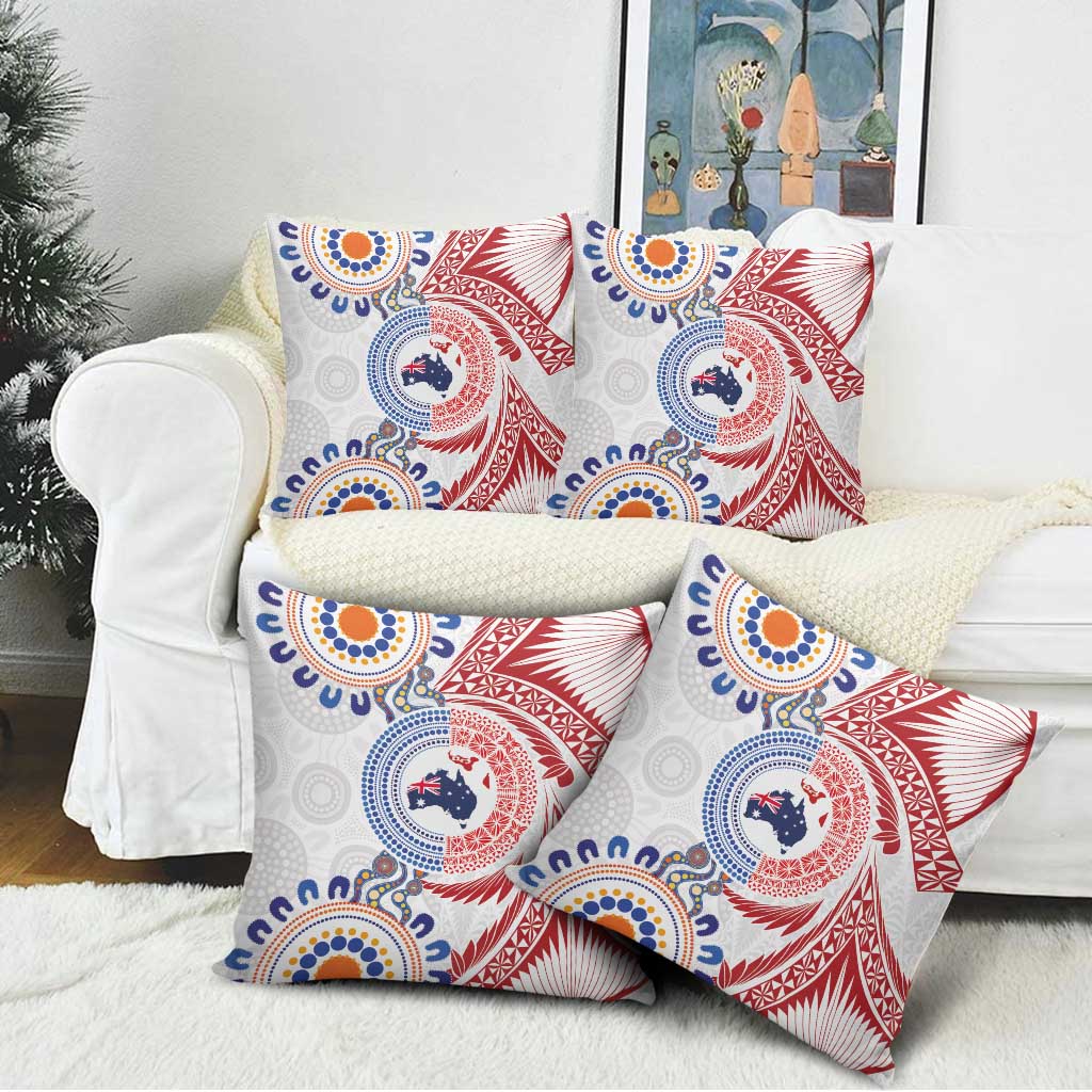 Tongan and Australian Culture Together Pillow Cover Ngatu Art Tribal Aboriginal Tattoo Pattern - Polynesian Pride