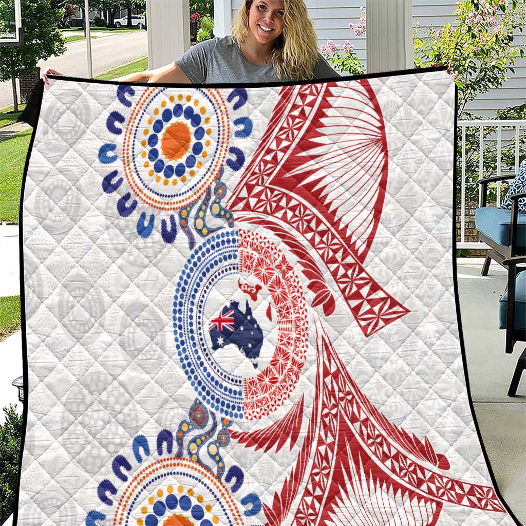 Tongan and Australian Culture Together Quilt Ngatu Art Tribal Aboriginal Tattoo Pattern - Polynesian Pride
