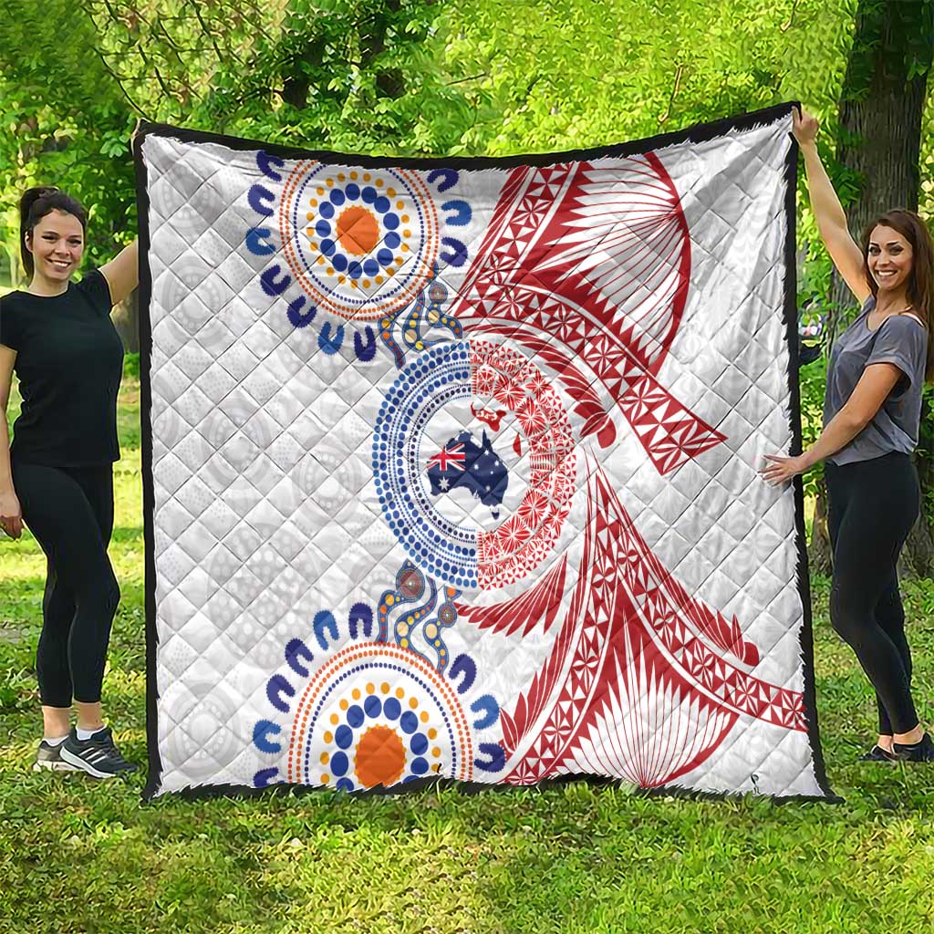 Tongan and Australian Culture Together Quilt Ngatu Art Tribal Aboriginal Tattoo Pattern - Polynesian Pride