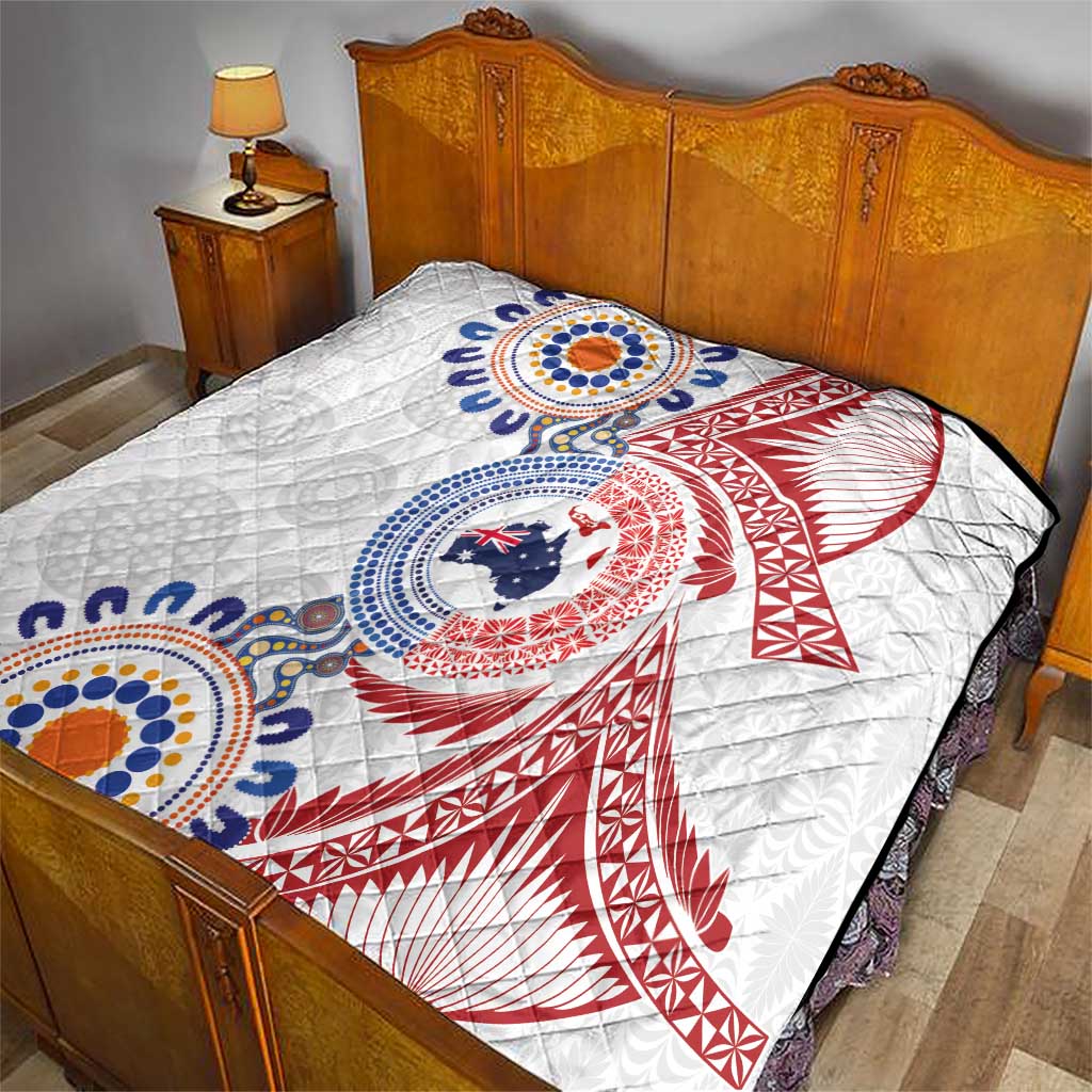 Tongan and Australian Culture Together Quilt Ngatu Art Tribal Aboriginal Tattoo Pattern - Polynesian Pride