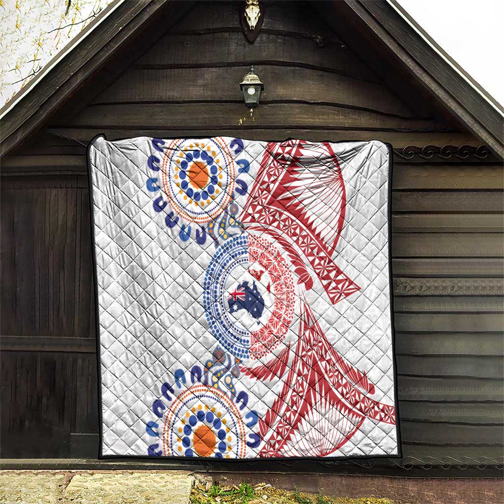 Tongan and Australian Culture Together Quilt Ngatu Art Tribal Aboriginal Tattoo Pattern - Polynesian Pride