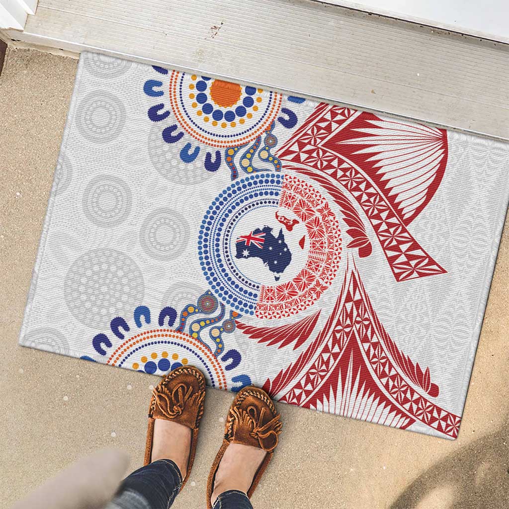 Tongan and Australian Culture Together Rubber Doormat Ngatu Art Tribal Aboriginal Tattoo Pattern - Polynesian Pride