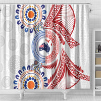 Tongan and Australian Culture Together Shower Curtain Ngatu Art Tribal Aboriginal Tattoo Pattern - Polynesian Pride