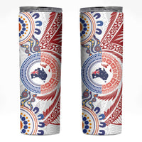 Tongan and Australian Culture Together Skinny Tumbler Ngatu Art Tribal Aboriginal Tattoo Pattern - Polynesian Pride