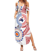 Tongan and Australian Culture Together Summer Maxi Dress Ngatu Art Tribal Aboriginal Tattoo Pattern - Polynesian Pride