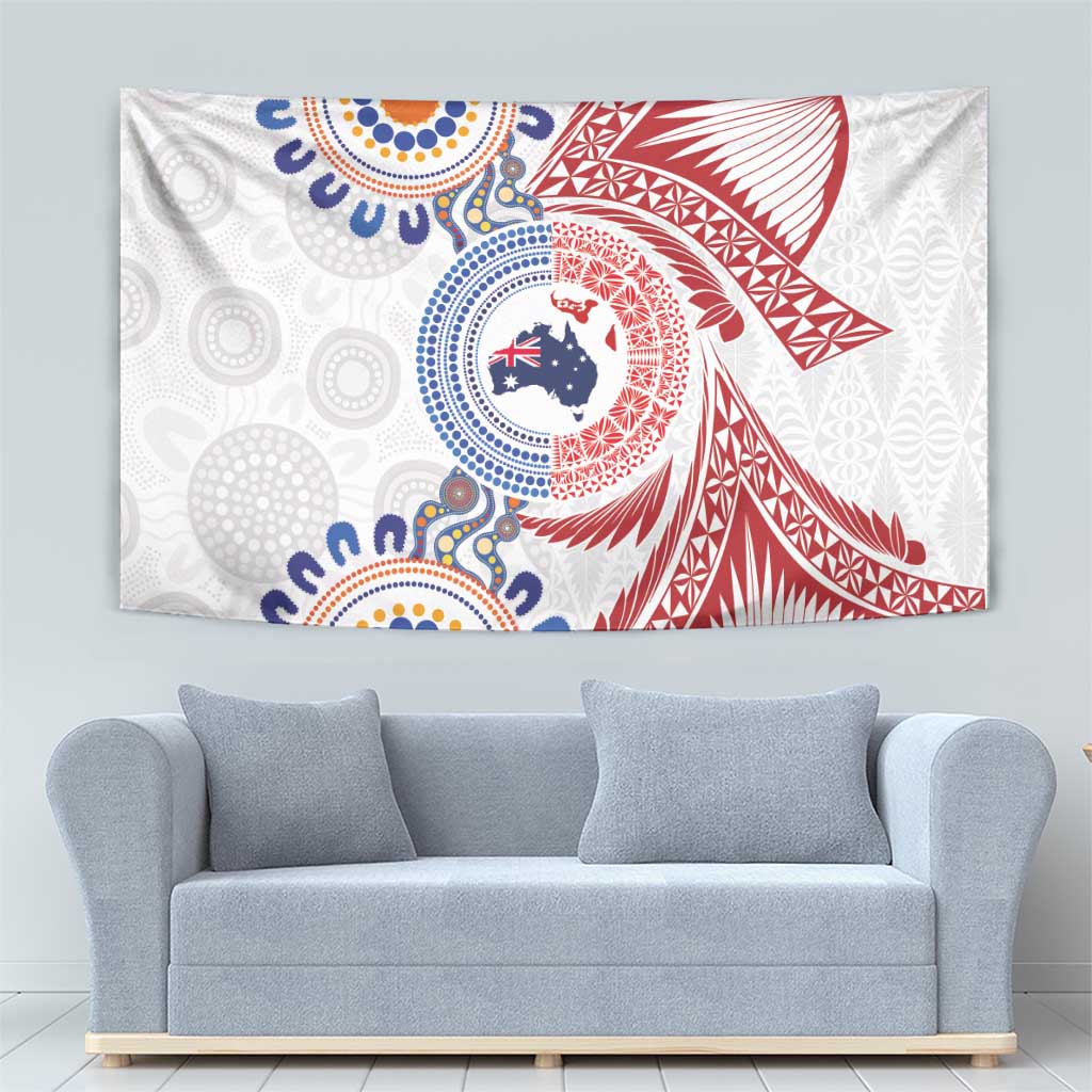 Tongan and Australian Culture Together Tapestry Ngatu Art Tribal Aboriginal Tattoo Pattern - Polynesian Pride