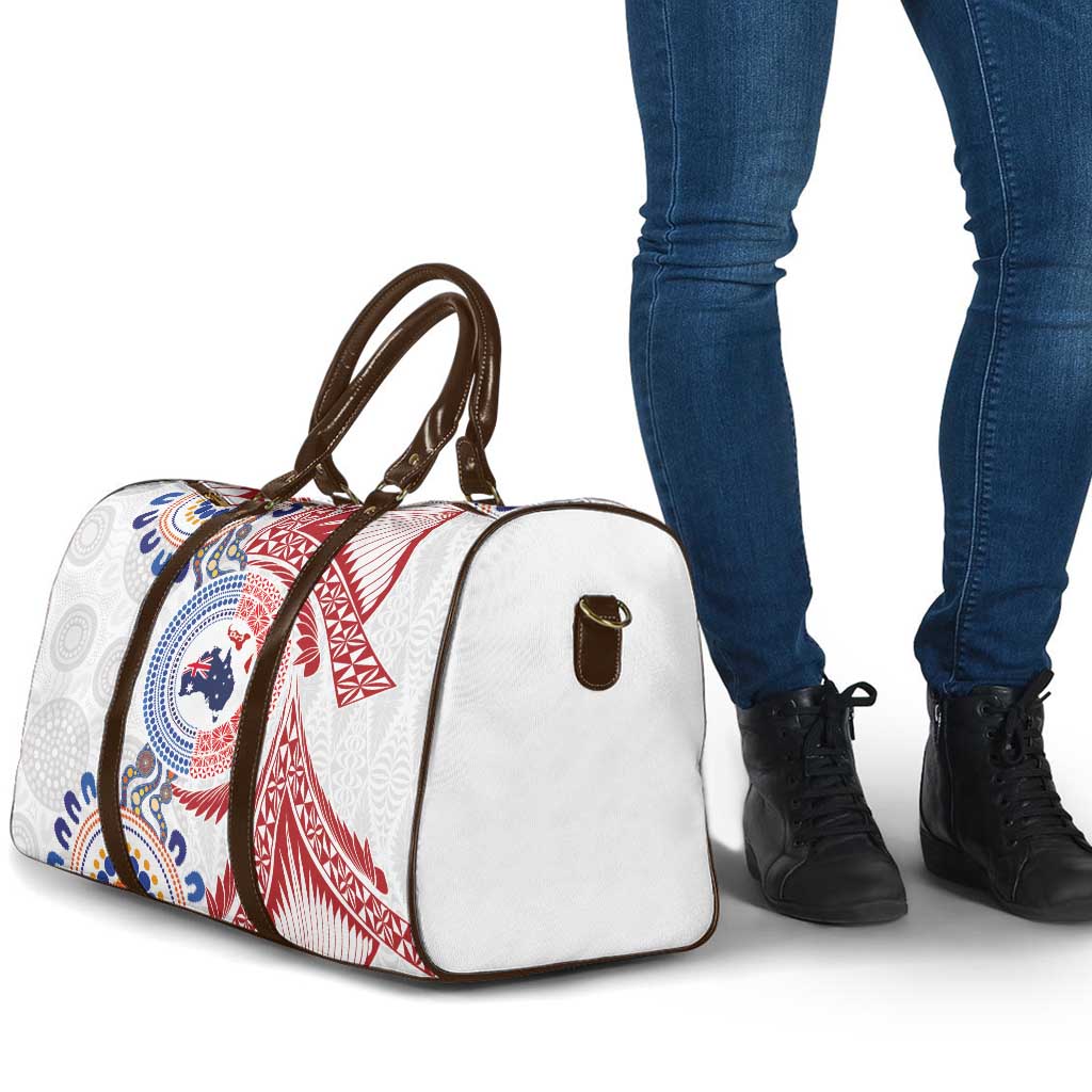 Tongan and Australian Culture Together Travel Bag Ngatu Art Tribal Aboriginal Tattoo Pattern - Polynesian Pride