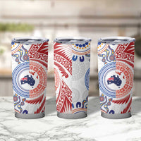 Tongan and Australian Culture Together Tumbler Cup Ngatu Art Tribal Aboriginal Tattoo Pattern - Polynesian Pride