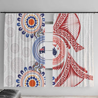 Tongan and Australian Culture Together Window Curtain Ngatu Art Tribal Aboriginal Tattoo Pattern - Polynesian Pride