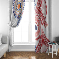 Tongan and Australian Culture Together Window Curtain Ngatu Art Tribal Aboriginal Tattoo Pattern - Polynesian Pride