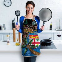 Fijian and Australian Culture Together Apron Aboriginal Art and Tapa Motifs with Kangaroo and Palm Tree - Polynesian Pride