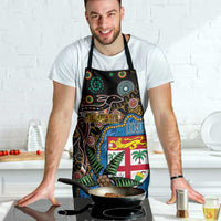 Fijian and Australian Culture Together Apron Aboriginal Art and Tapa Motifs with Kangaroo and Palm Tree - Polynesian Pride