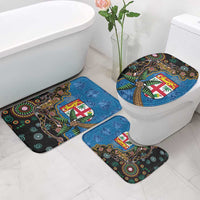 Fijian and Australian Culture Together Bathroom Set Aboriginal Art and Tapa Motifs with Kangaroo and Palm Tree - Polynesian Pride