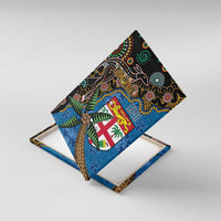 Fijian and Australian Culture Together Canvas Wall Art Aboriginal Art and Tapa Motifs with Kangaroo and Palm Tree - Polynesian Pride